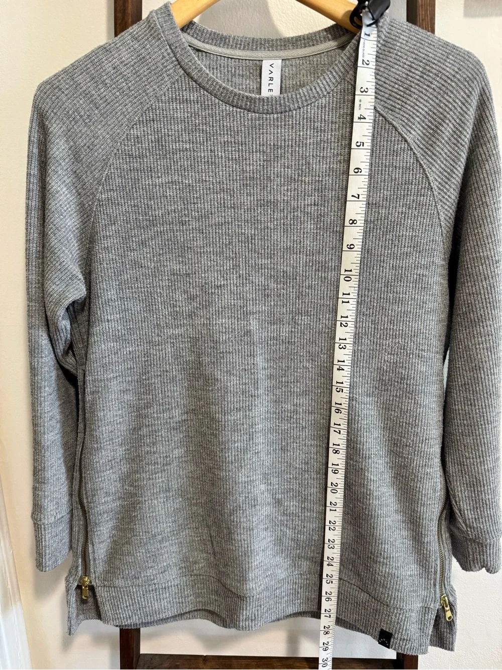 Varley Women’s Gray Ribbed Crewneck Sweater